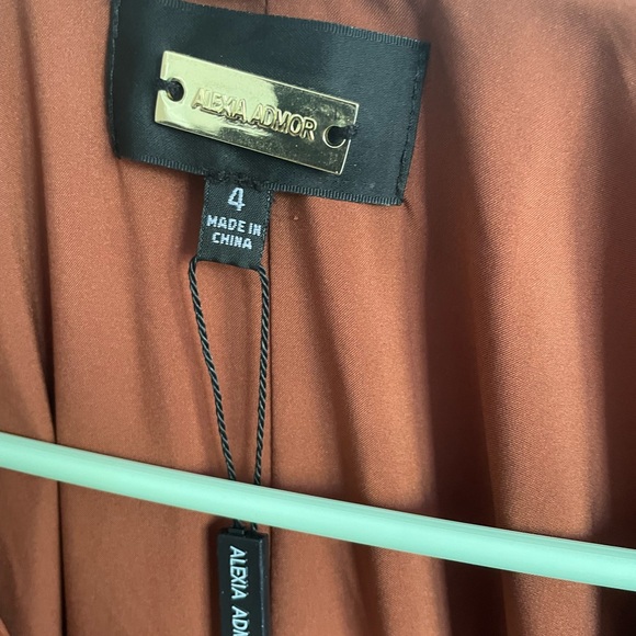 Alexia Admor rust brown V-neck a-line midi dress - Picture 6 of 7